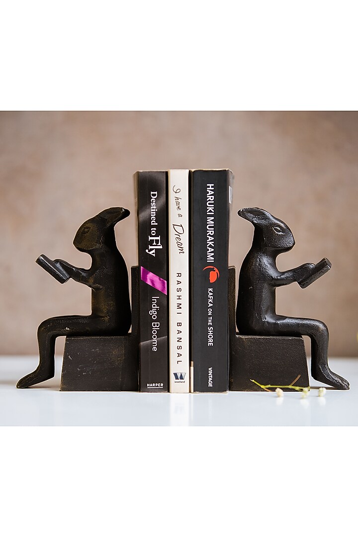 Black Metal Handcrafted Bookend (Set of 2) by SG Home at Pernia's Pop Up Shop