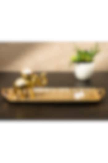 Golden Metal Handcrafted Tray (Set of 2) by SG Home