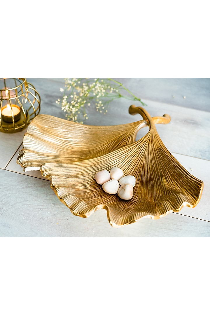 Golden Metal Handcrafted Platter (Set of 2) by SG Home at Pernia's Pop Up Shop