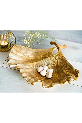 Golden Metal Handcrafted Platter (Set of 2) by SG Home