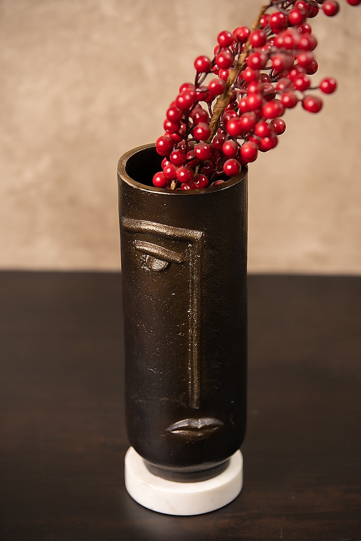 Brown Metal & Marble Handcrafted Vase by SG Home
