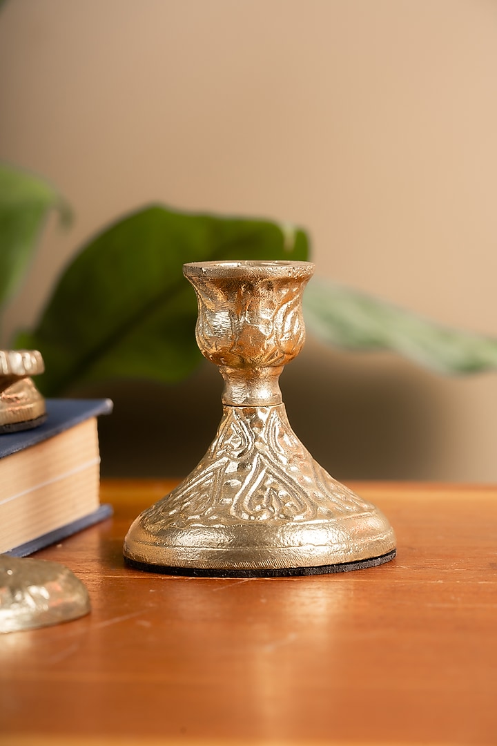Silver Metal Colonial Candle Holders (Set Of 3) by SG Home at Pernia's Pop Up Shop