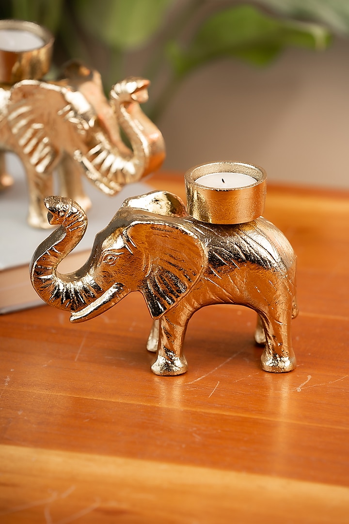 Golden Metal Elephant Tea Light Holder by SG Home at Pernia's Pop Up Shop