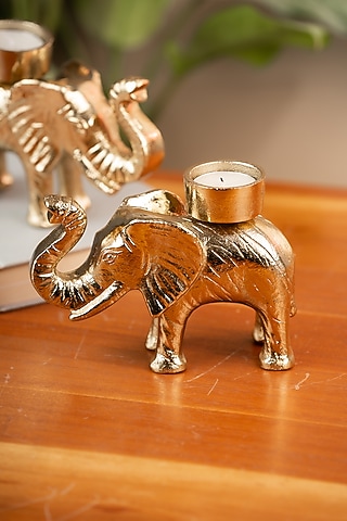 Golden Metal Elephant Tea Light Holder by SG Home