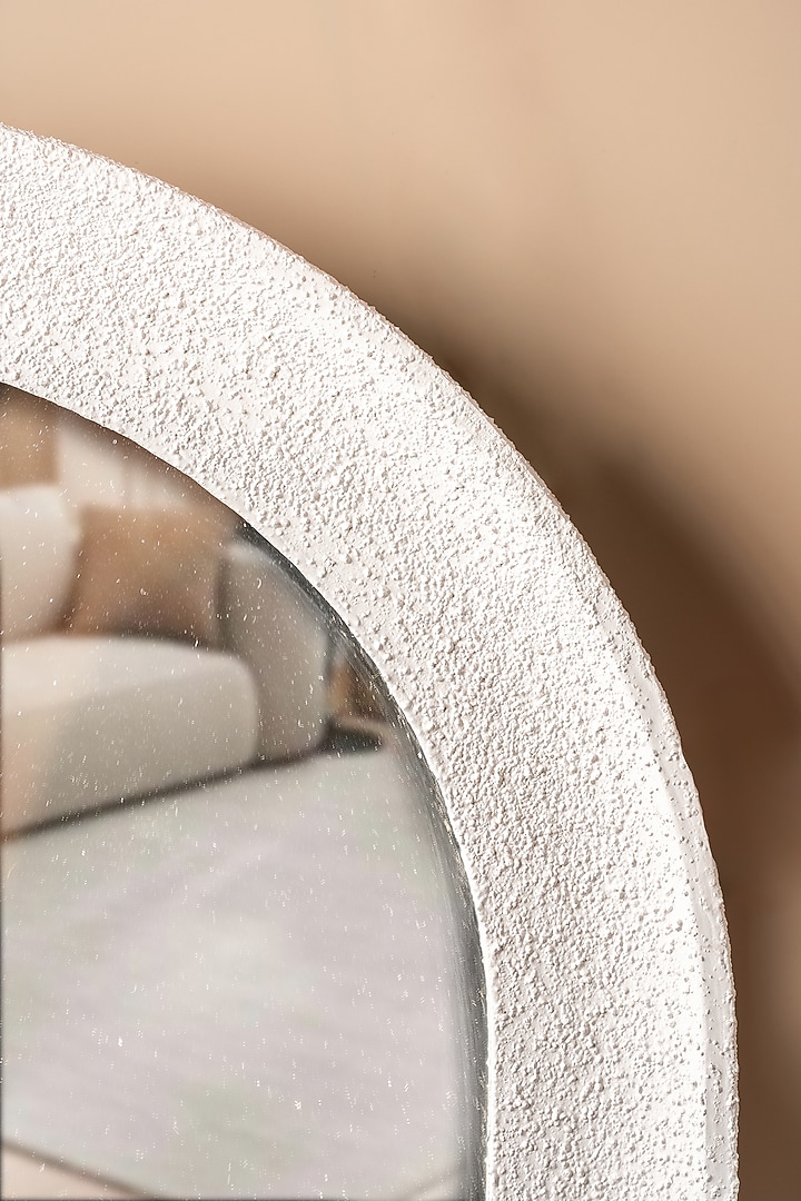 White Wood & Glass Oval Pearl Rustic Mirror by SG Home at Pernia's Pop Up Shop