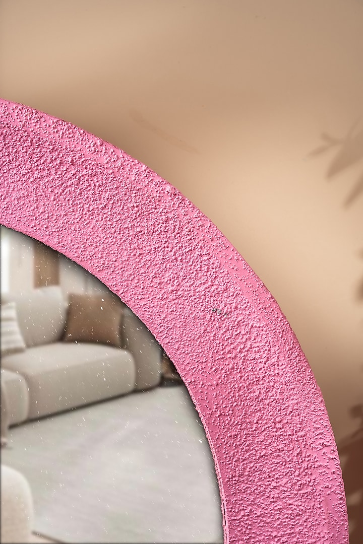 Pink Wood & Glass Round Rustic Mirror by SG Home at Pernia's Pop Up Shop