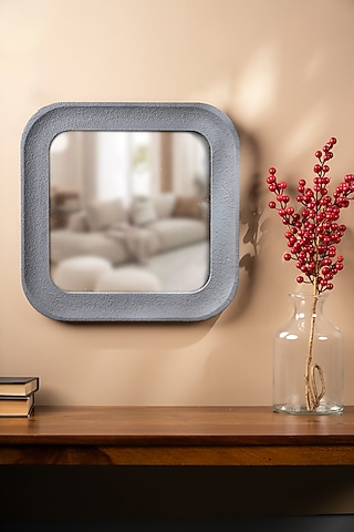Grey Wood & Glass Square Rustic Mirror by SG Home