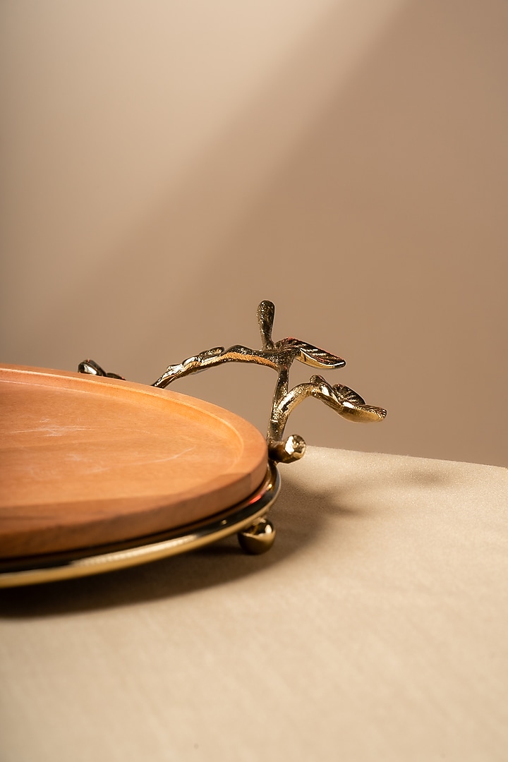 Brown Wood & Metal Leafy Tray by SG Home at Pernia's Pop Up Shop