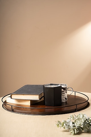 Black Wood & Metal Tray by SG Home