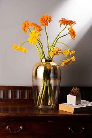Metallic Gold & Clear Dual Curvy Glass Vase by SG Home