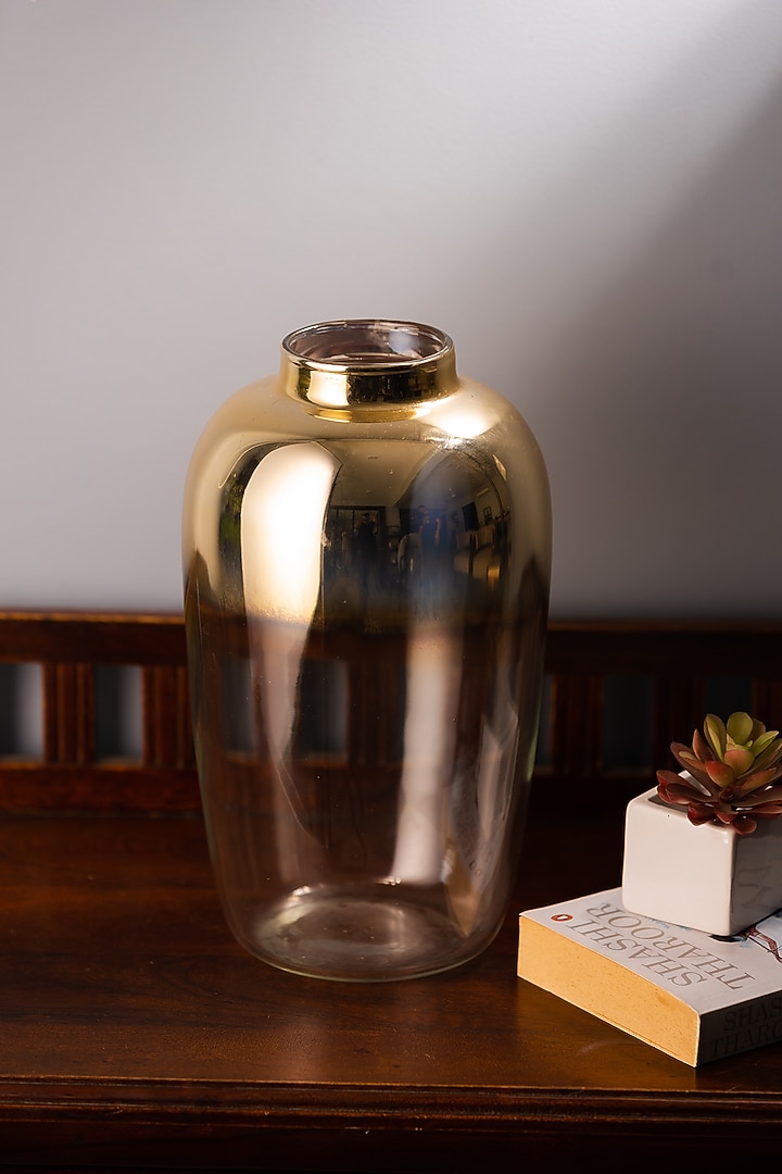 Metallic Gold & Clear Dual Curvy Glass Vase by SG Home at Pernia's Pop Up Shop