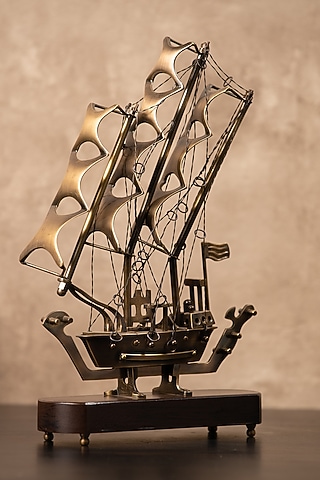 Brown Structural Boat Art Piece by SG Home