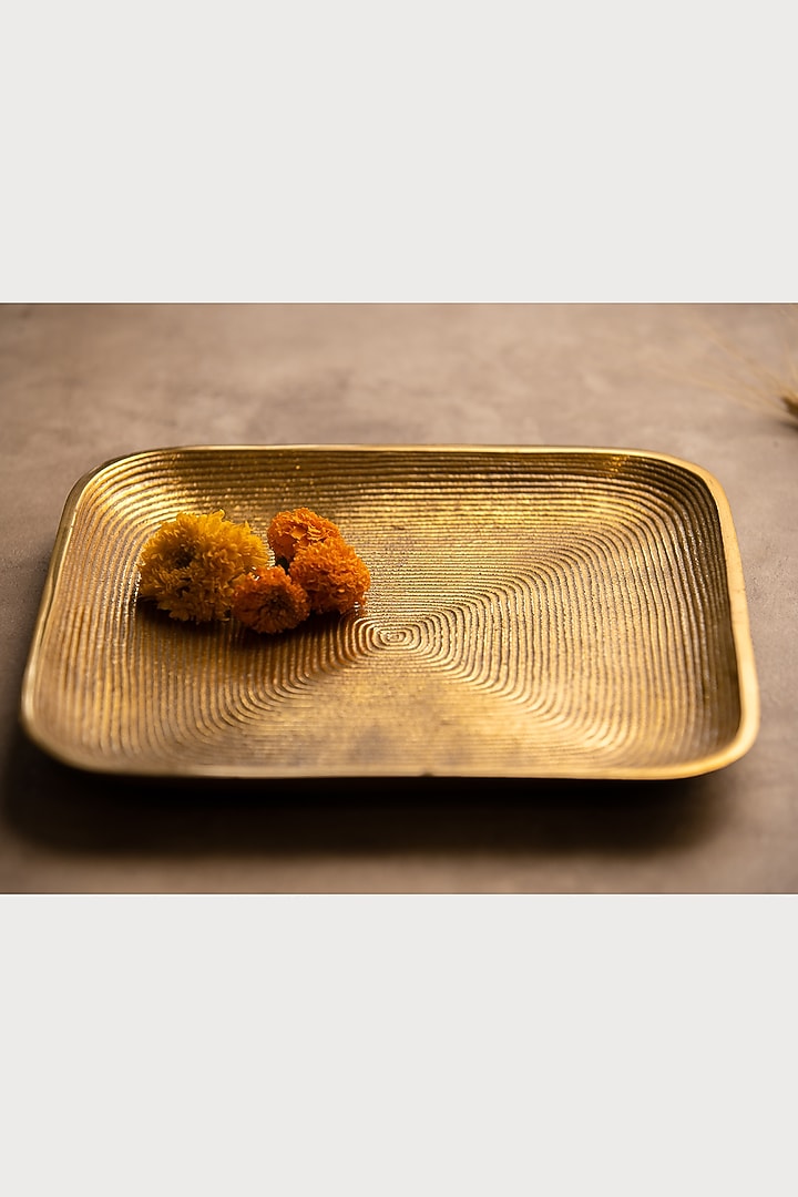 Golden Fluted Platter With Bowl by SG Home at Pernia's Pop Up Shop