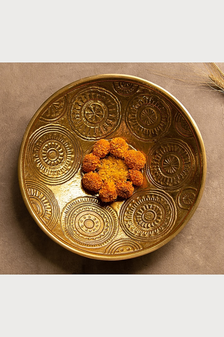 Golden Imprint Round Platter by SG Home at Pernia's Pop Up Shop