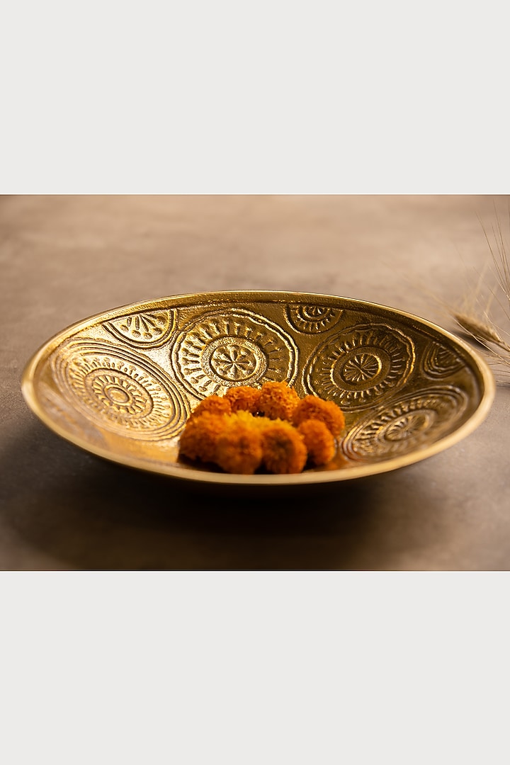 Golden Imprint Round Platter by SG Home at Pernia's Pop Up Shop