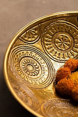 Golden Imprint Round Platter by SG Home