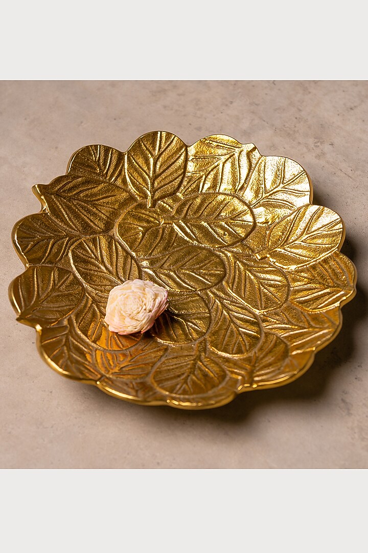 Golden Patterned Round Platter by SG Home at Pernia's Pop Up Shop