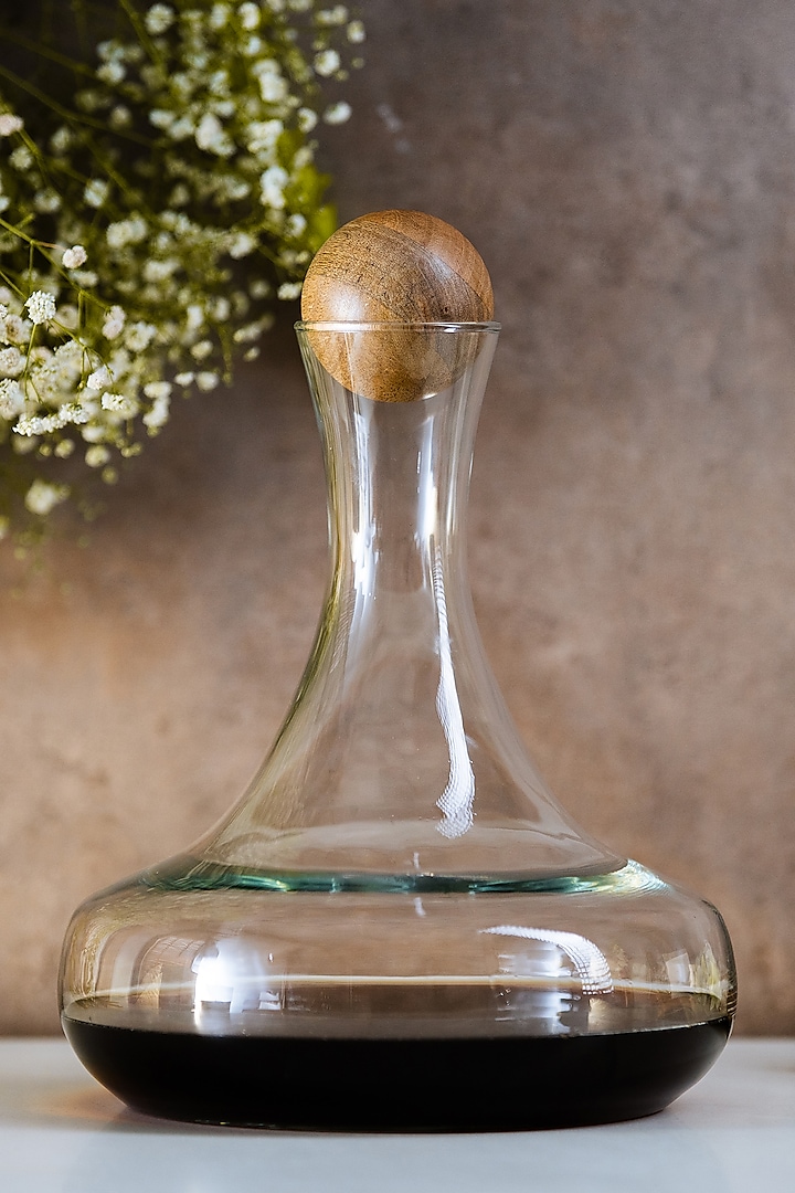 Clear Glass Decanter With Wooden Stopper by SG Home