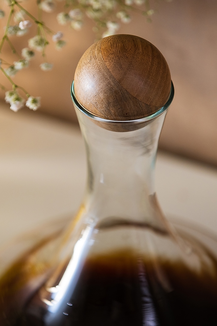 Better Homes & Gardens Glass Wine Decanter with Wooden Sphere Stopper 