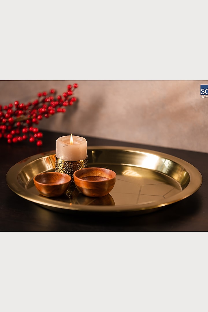 Golden Thaal Round Tray by SG Home