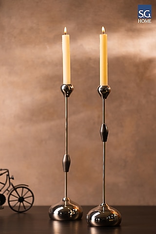 Silver Up & Down Candle Holders (Set of 2) by SG Home