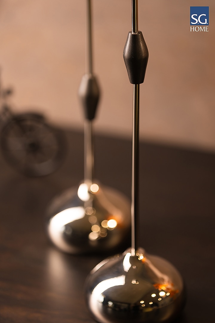 Silver Up & Down Candle Holders (Set of 2) by SG Home at Pernia's Pop Up Shop