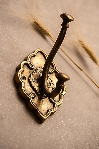 Gold Metal Floral Wall Hooks (Set of 2) by SG Home