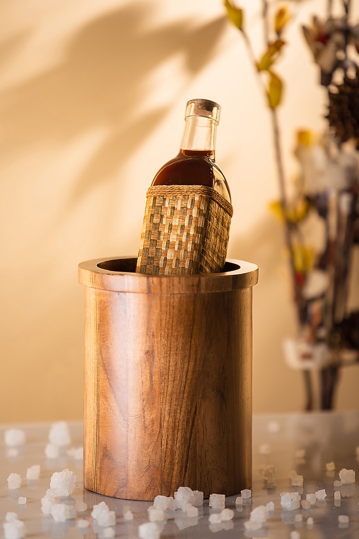 Brown Wooden Bottle Holders (Set of 2) by SG Home at Pernia's Pop Up Shop