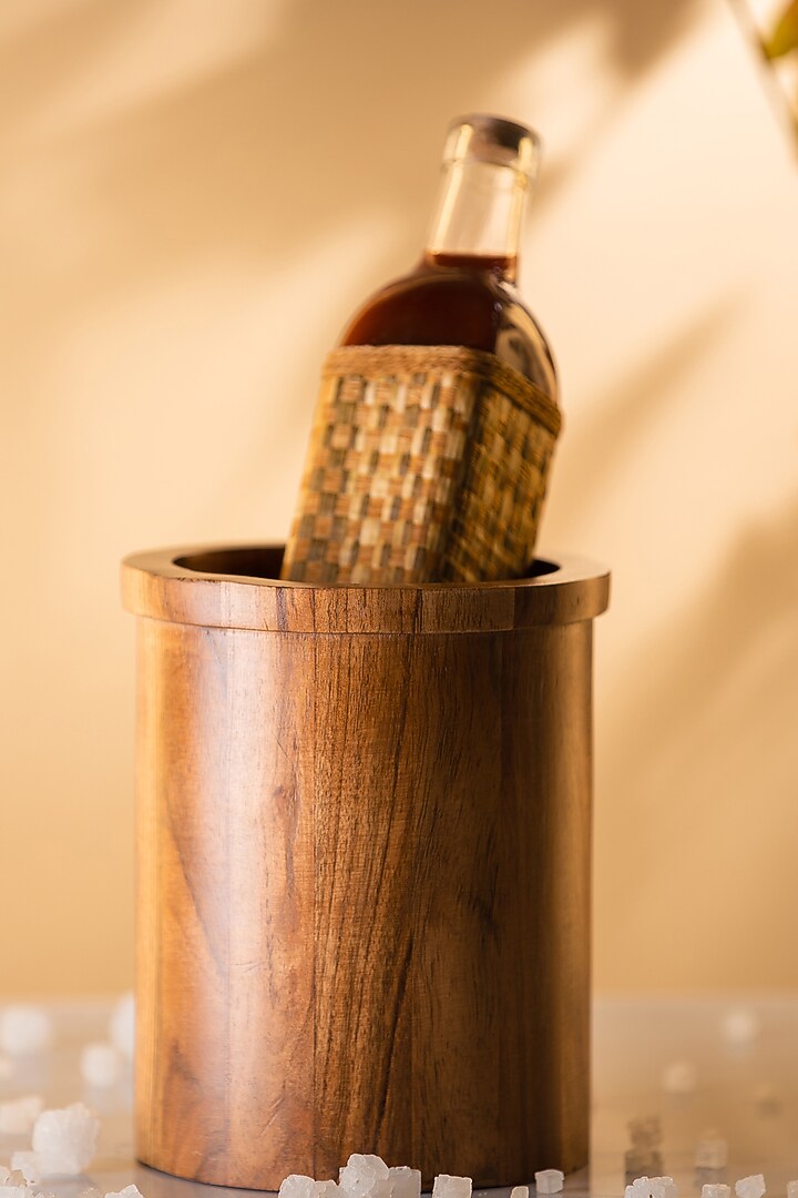 Brown Wooden Bottle Holders (Set of 2) by SG Home at Pernia's Pop Up Shop