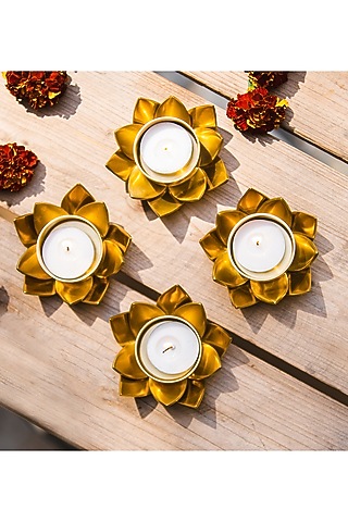 Gold Metal Tea Lights (Set of 8) by SG Home