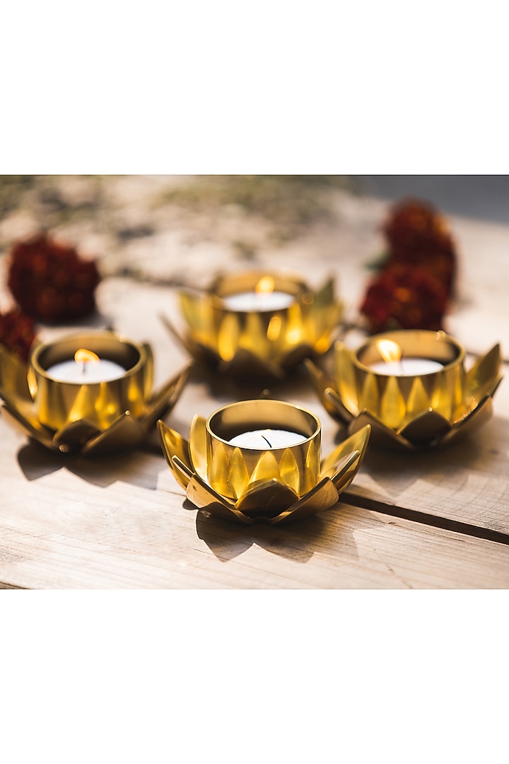 Gold Metal Tea Lights (Set of 8) by SG Home at Pernia's Pop Up Shop