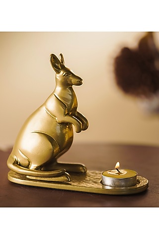 Gold Metal Kangaroo Statues (Set of 2) by SG Home
