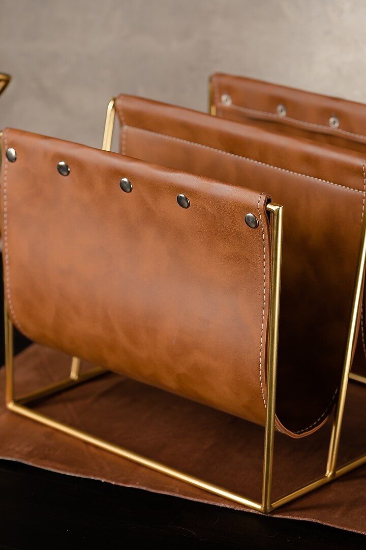 Brown Theatre Double Pocket Magazine Holder Design by SG Home at Pernia