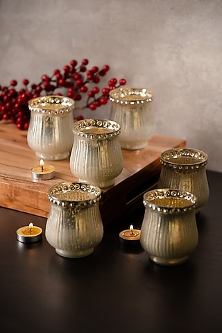 Pearl Matki Glass Votives Hamper (Set of 6) by SG Home