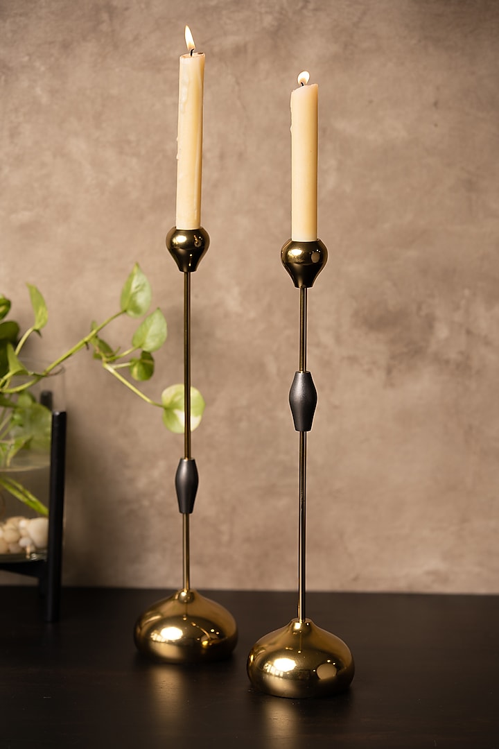 Gold Metal Up & Down Candle Holder (Set of 2) by SG Home