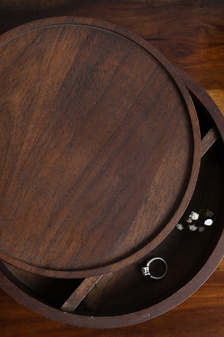 Brown Wooden Round Jewellery Box by SG Home at Pernia's Pop Up Shop