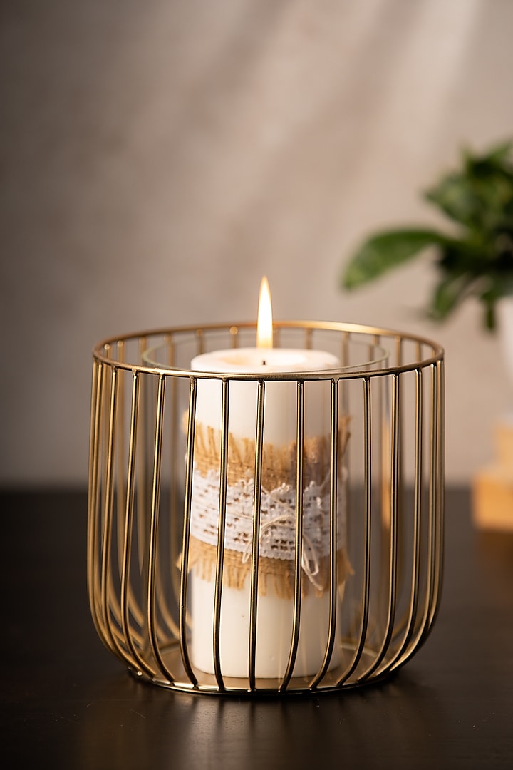 Golden Glass & Metal Candle Stand by SG Home at Pernia's Pop Up Shop