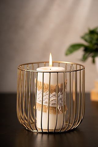Golden Glass & Metal Candle Stand by SG Home