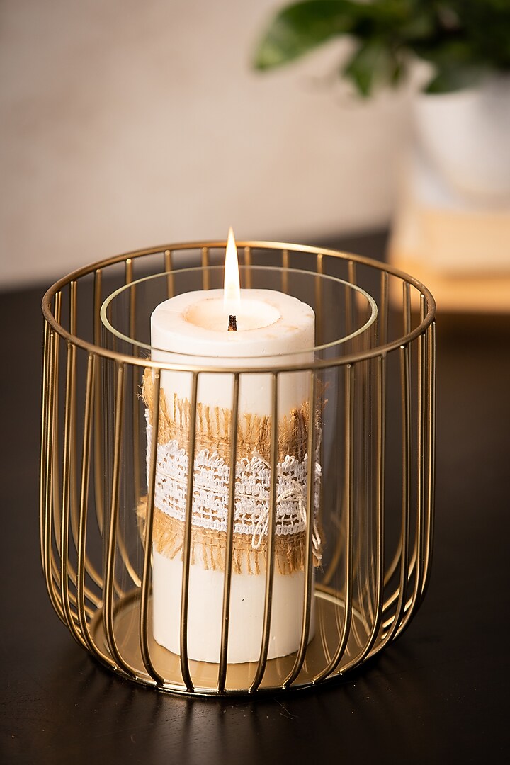 Golden Glass & Metal Candle Stand by SG Home at Pernia's Pop Up Shop