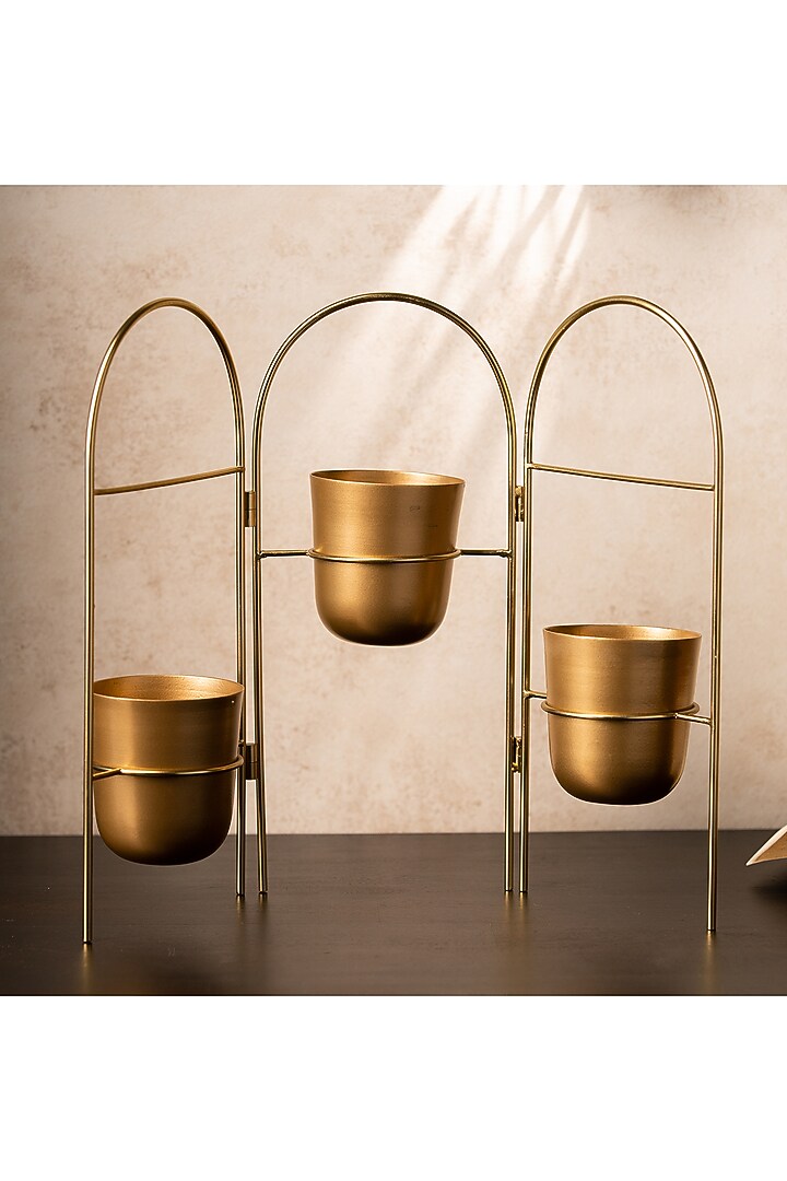 Golden Metal Handcrafted Planter Set by SG Home at Pernia's Pop Up Shop