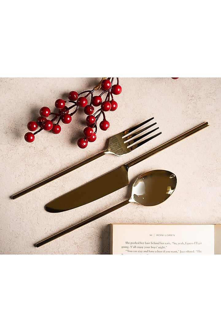 Golden Metal Handcrafted Cutlery Set by SG Home at Pernia's Pop Up Shop