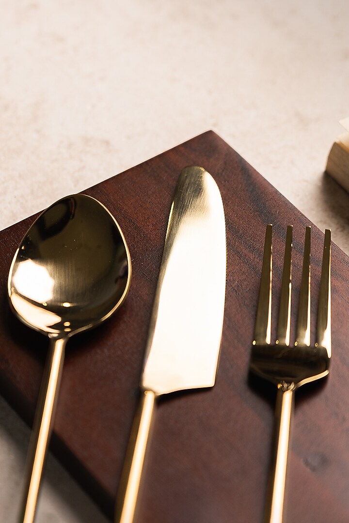 Golden Metal Handcrafted Cutlery Set by SG Home at Pernia's Pop Up Shop