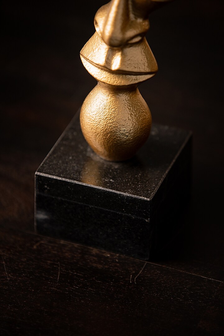 Golden Metal & Marble Handcrafted Abstract Face Sculpture by SG Home at Pernia's Pop Up Shop