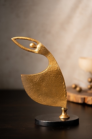 Golden Metal & Marble Handcrafted Flamenco Sculpture by SG Home