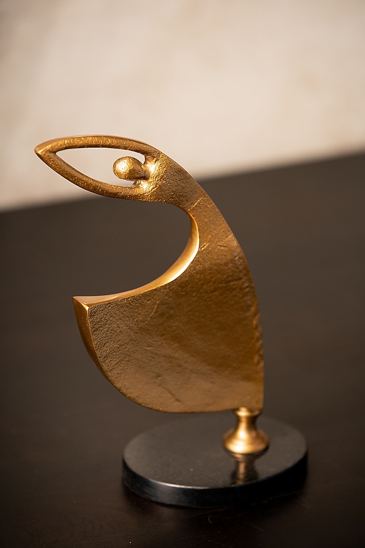 Golden Metal & Marble Handcrafted Flamenco Sculpture by SG Home at Pernia's Pop Up Shop
