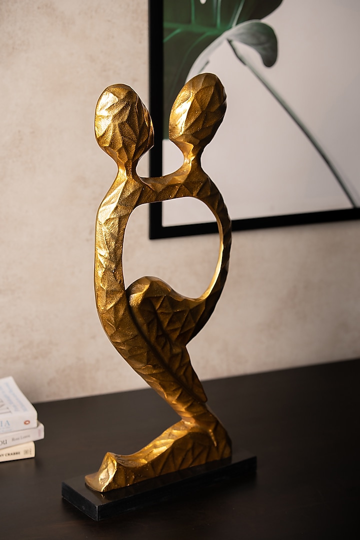 Golden Metal & Marble Handcrafted Sculpture by SG Home