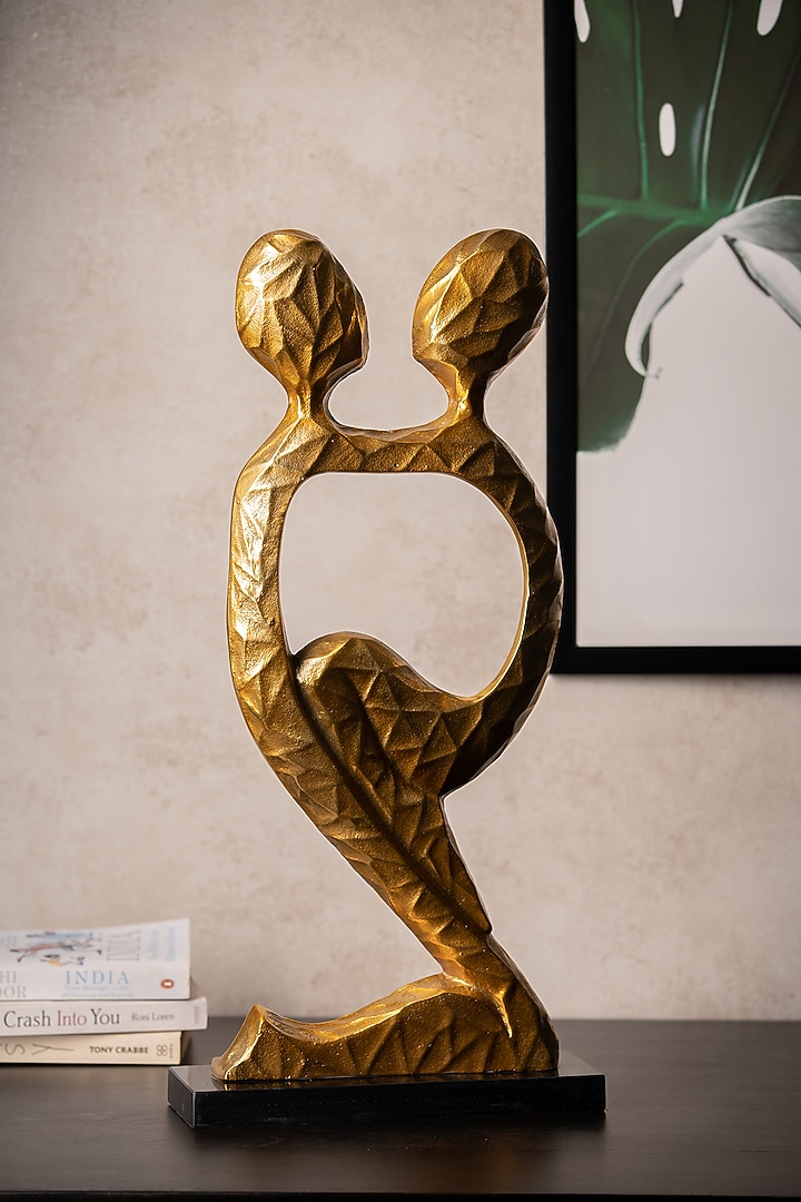 Golden Metal & Marble Handcrafted Sculpture by SG Home at Pernia's Pop Up Shop