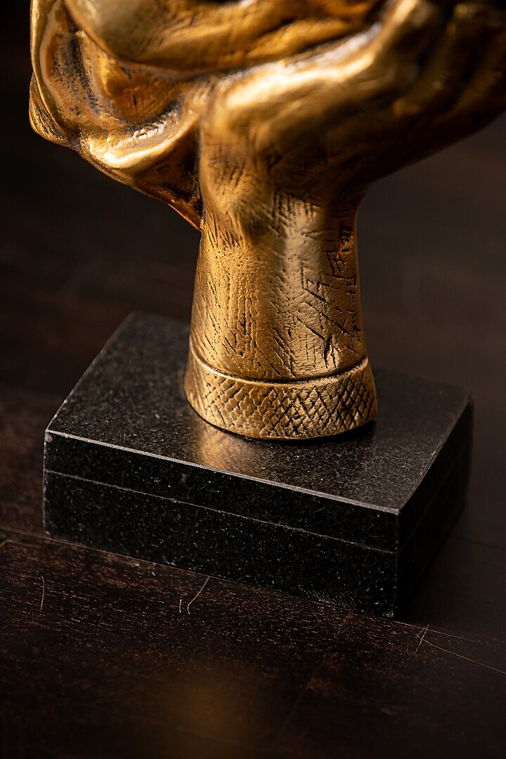 Golden Metal & Marble Handcrafted Face Sculpture by SG Home at Pernia's Pop Up Shop