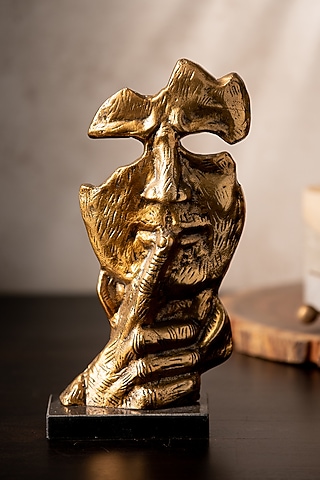 Golden Metal & Marble Handcrafted Face Sculpture by SG Home