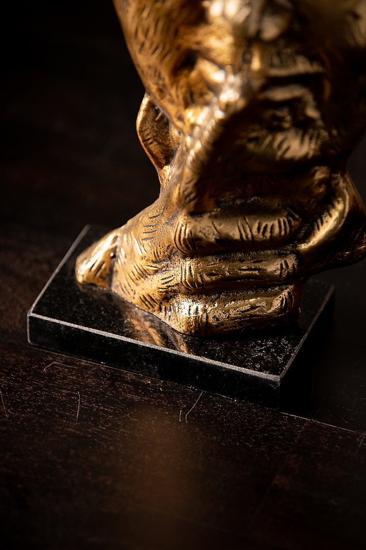 Golden Metal & Marble Handcrafted Face Sculpture by SG Home at Pernia's Pop Up Shop